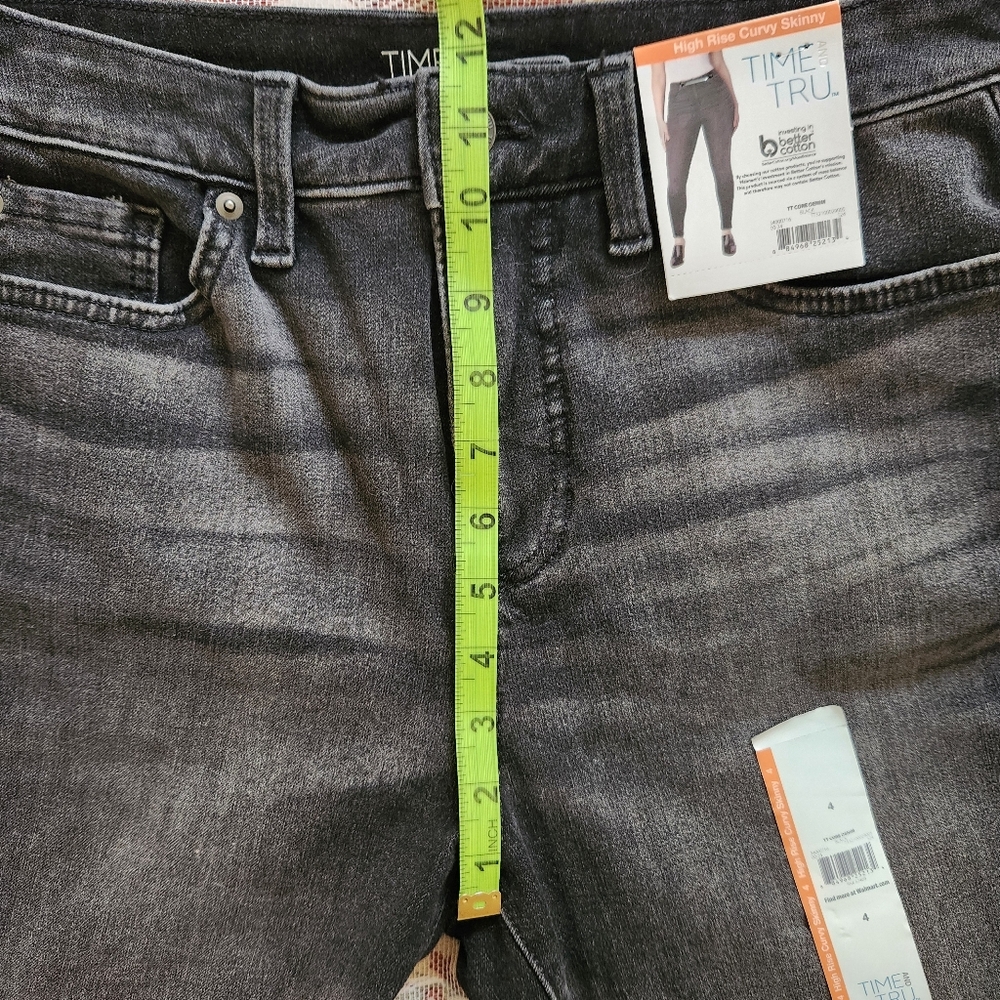🔥Time&True High Rise Curvy Skinny Womens Charcoal Denim Jeans Size 4/28 - Picture 8 of 9